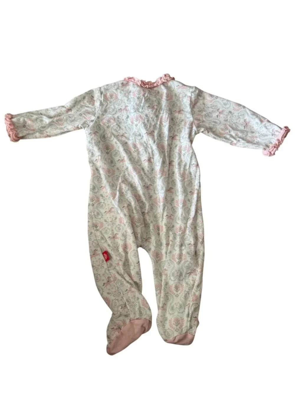 Magnetic Me Newborn Footed Sleeper Baby Girl Pink Ruffle Modal Pajamas NB